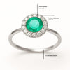 1.50 carat round natural Zambian emerald Gemstone and diamonds ring for woman's in 14k Solid Gold