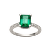 2 carat Emerald cut Engagement Ring Natural Zambian Emerald and Diamonds in 14k Solid Gold Ring