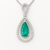 4.50 carat Natural Emerald Drop Pendant Infinity Loop Design with Diamond Halo Timeless Gold Necklace Gift