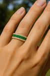 1.09 carat Princess Cut Natural Emerald & Diamond Eternity Band in 14k Gold