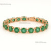 Classic Round Natural Emerald Tennis Bracelet with Diamond Accents
