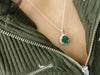 4.3 CARAT Oval Emerald and Diamond Halo Pendant in Solid Gold Timeless Green Gemstone Jewelry