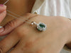 4.3 CARAT Oval Emerald and Diamond Halo Pendant in Solid Gold Timeless Green Gemstone Jewelry