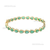 Natural Vintage Style Pear Emerald Tennis Bracelet: 14k Yellow Solid Gold Women Gift