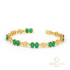 Oval Shape Natural Emerald Diamond Tennis Bracelet Green Gemstone Jewelry