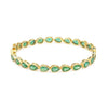 Natural Vintage Style Pear Emerald Tennis Bracelet: 14k Yellow Solid Gold Women Gift