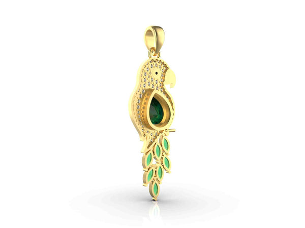 4.50 carat Green Pear Emerald Parrot Pendant Dazzling Gold Pendant for Elegant Style