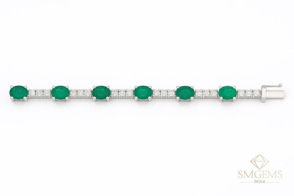 Luxury Oval Green Emerald Diamond Tennis Bracelet - Fine Gold Jewelry