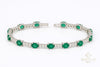 Luxury Oval Green Emerald Diamond Tennis Bracelet - Fine Gold Jewelry