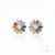Rainbow Marquise Gemstone Flower Stud Earrings Multi-Color Floral Earrings in 14K Gold