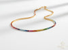Rainbow Sapphire Tennis Necklace in 14k Gold Round Multi Sapphires Colorful Gemstone Choker for Women