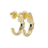 Oval Natural Emerald & Diamond Huggie Hoop Earrings in 14k and 18k Gold