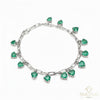 Natural Emerald Heart Shape Charm Bracelet: 14k Gold Link Chain