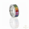 Handcrafted 18K Gold Women's Full Eternity Band with Rainbow Multi Sapphire Stones
