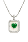 Heart Shape 2.70 carat Natural Emerald And Diamond Pendant 18K Solid Gold Unique gift for her