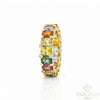 Elegant 6-7ct Oval Cut Rainbow Sapphire Eternity Band in 14k Gold