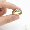 Elegant 6-7ct Oval Cut Rainbow Sapphire Eternity Band in 14k Gold
