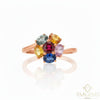1.50 carat Flower Design Natural Multi SapphireEngagement Ring Oval Shape Ring