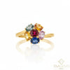 1.50 carat Flower Design Natural Multi SapphireEngagement Ring Oval Shape Ring