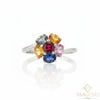 1.50 carat Flower Design Natural Multi SapphireEngagement Ring Oval Shape Ring