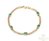 Oval cut 14k Gold Emerald Bezel Chain Bracelet Natural Green Charm Gemstone Bracelet