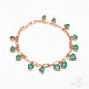 Natural Emerald Heart Shape Charm Bracelet: 14k Gold Link Chain