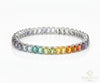 Natural Multi Sapphire Oval Shape Gemstone Link Bracelet 18k Solid Gold Charm Women Bracelet
