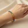 Natural Multi Sapphire Oval Shape Gemstone Link Bracelet 18k Solid Gold Charm Women Bracelet