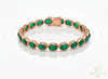 Oval cut Emerald Cabochon Bracelet: 14k/18k Gold May Birthstone
