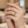 Handcrafted 18K Gold Women's Full Eternity Band with Rainbow Multi Sapphire Stones