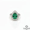 Pear Shape 2.90 carat Natural Emerald And Diamond Engagement Ring 18K Solid Gold May Birthstone Ring