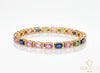 Elegant Emerald cut Natural Pastel Sapphire and diamond Gemstone Pieces Charm Bracelet