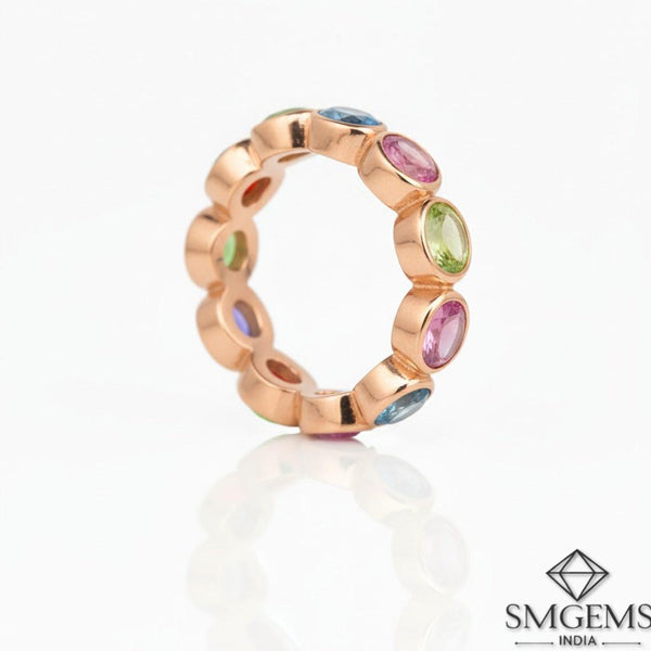 2.50 carat Oval Shape Natural Sapphires Full Eternity Band 14k Solid Gold Women Band