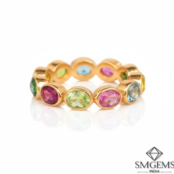 2.50 carat Oval Shape Natural Sapphires Full Eternity Band 14k Solid Gold Women Band