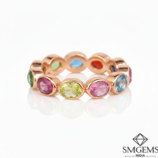 2.50 carat Oval Shape Natural Sapphires Full Eternity Band 14k Solid Gold Women Band