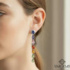 Rainbow Drop Gemstone Earrings in 14K Gold Multicolour Pear Shape Dangle Earrings