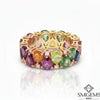 Pear shaped 3- 4 carat Rainbow ombre eternity band ring In 14K and 18K gold