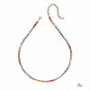 Rainbow Heart Sapphire Necklace in 14k Gold Multicolor Gemstone Tennis Chain