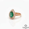 Pear Shape 2.90 carat Natural Emerald And Diamond Engagement Ring 18K Solid Gold May Birthstone Ring