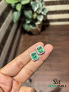 4.40 carat Timeless Green Gem Elegance Emerald Cut Green Emerald Halo Stud Earrings