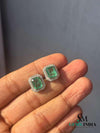4.40 carat Timeless Green Gem Elegance Emerald Cut Green Emerald Halo Stud Earrings