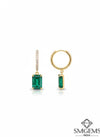 Elegant Emerald cut Natural Emerald Halo Drop Earrings in 14K Yellow Gold Geometric Design (Copy)