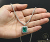 10.10 carat Glamorous Natural Emerald Halo Pendant Necklace Sparkling Diamond Setting