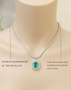 2.50 carat Green Emerald Diamond Halo Necklace With Luxury Emerald-Cut Pendant Anniversary gift