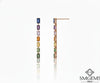 Emerald Cut Rainbow Gemstone Drop Earrings Multi-Color Long Dangle Earrings in 14K and 18K Gold