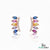 Marquise Shape Natural Rainbow Multi Sapphire And Diamond Stud Earrings - 18k Yellow Gold