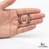 Marquise Shape Natural Rainbow Multi Sapphire And Diamond Stud Earrings - 18k Yellow Gold