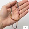 Rainbow Heart Sapphire Necklace in 14k Gold Multicolor Gemstone Tennis Chain