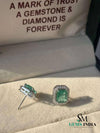 4.40 carat Timeless Green Gem Elegance Emerald Cut Green Emerald Halo Stud Earrings