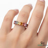 4 Carat Natural rainbow sapphire emerald cut ring 14k gold Rainbow ombre ring Fine Gold Jewelry Gift